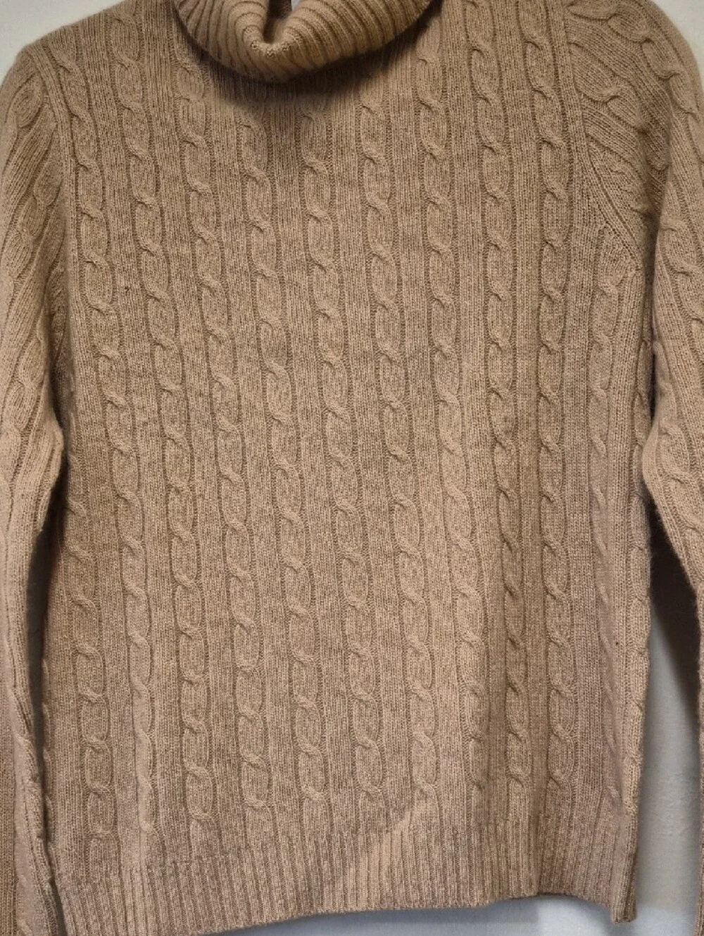 J. Crew Beige Cable-Knit Turtleneck Sweater Size L